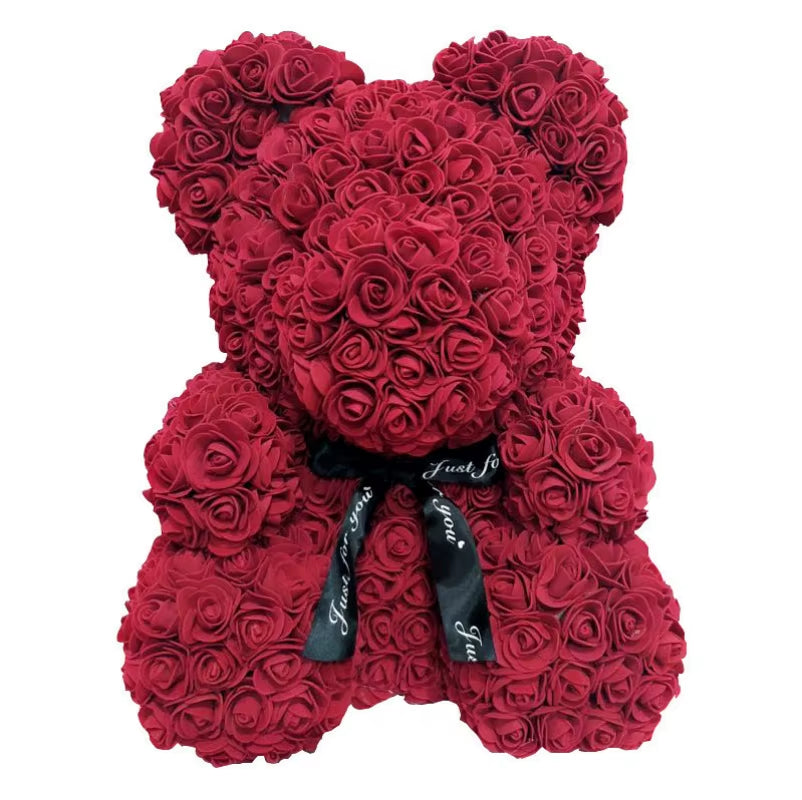 Teddy Rose Bear 25Cm Artificial Flowers Rose Bear with Box Mom Girlfriend Wedding Anniversary Birthday Valentine Day Gift