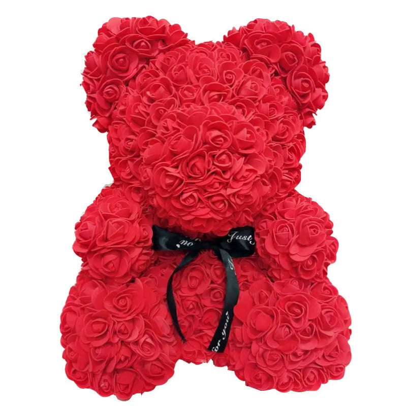 Teddy Rose Bear 25Cm Artificial Flowers Rose Bear with Box Mom Girlfriend Wedding Anniversary Birthday Valentine Day Gift